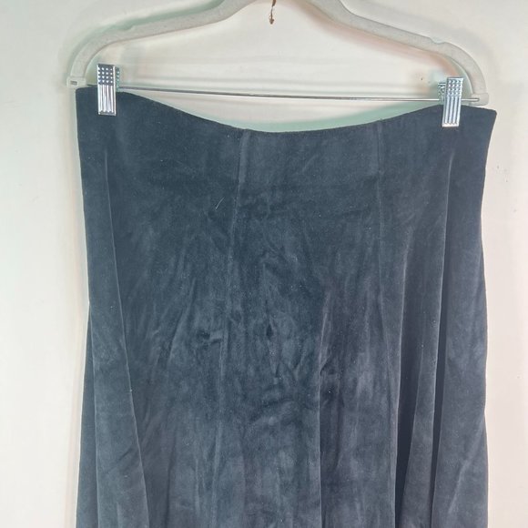 Vintage TiBuron Womens Black Velvet Cotton Poly Blend Pleated Skirt Size XL - Picture 2 of 10